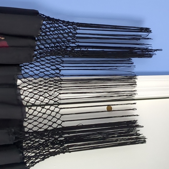 Medium Staring at Stars Open Front Embroidered Fringe Sheer Black Kimono - Picture 7 of 15